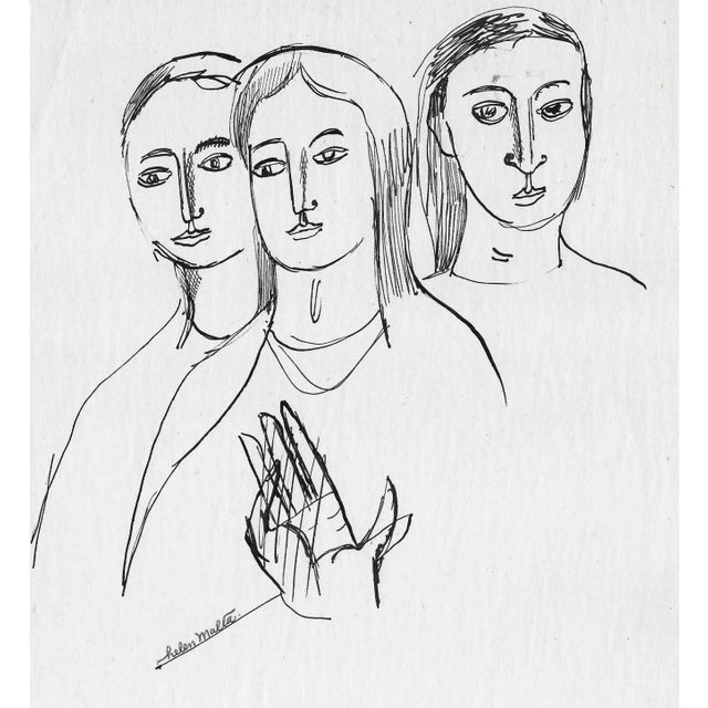 Mid-Century Modern 1940s Helen Malta Mid Century Figure Drawing For Sale - Image 3 of 3