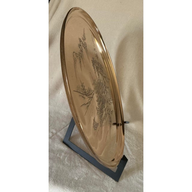 Vintage, early 20th century Chinese decorative collector's heavy tray. Solid bronze hand etched, intricate engraved tray,...
