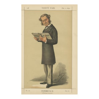 Victorian Conservative Statesman Reading Vanity Fair, 1870, Paper For Sale