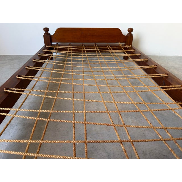 Antique American Walnut Rope Trundle Bed For Sale - Image 11 of 16