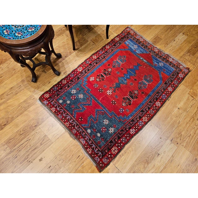 Textile 19th Century Handwoven Anatolian Village Rug. Handwoven Prayer Design, 3' x 5' For Sale - Image 7 of 18