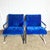 Mid Century Modern Chrome Scissor X Lounge Chairs With Blue Fabric - A Pair For Sale - Image 4 of 12