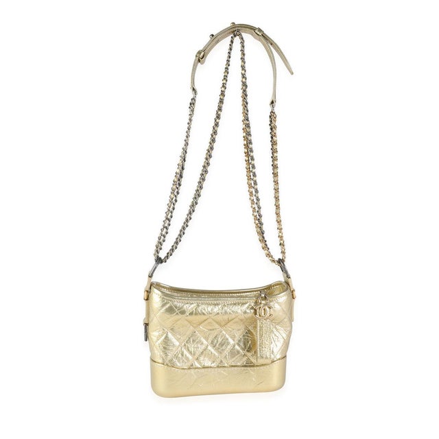 Chanel Gold Quilted Calfskin Small Gabrielle Hobo For Sale - Image 4 of 8