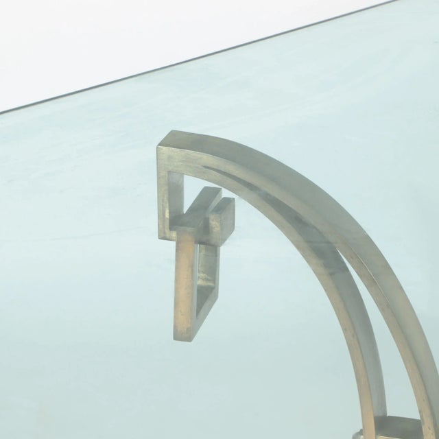 Modern French Modern Solid Bronze Dining Table Having a Glass Top C 1940. For Sale - Image 3 of 9