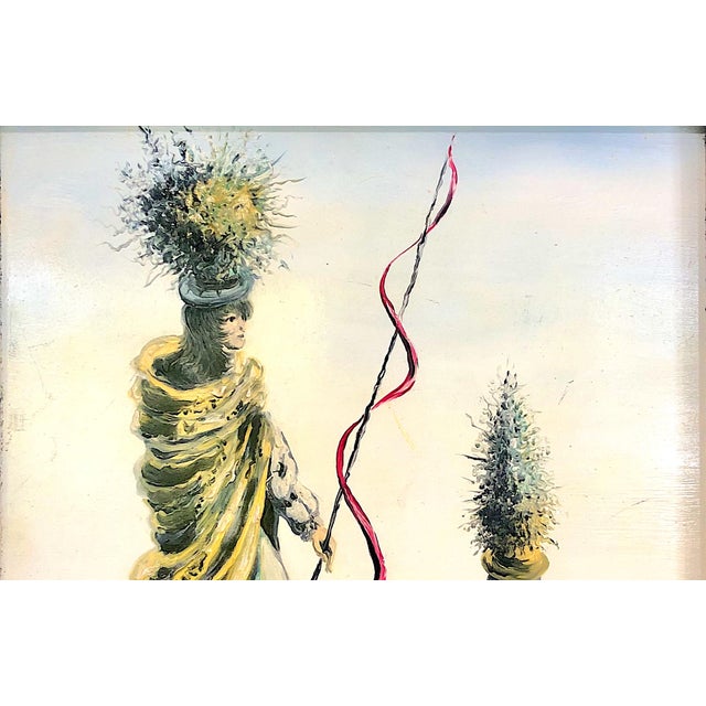 Mid-Century Modern Mid-Century Theatrical Surrealist Signed Painting, by Fabio Lemus For Sale - Image 3 of 8
