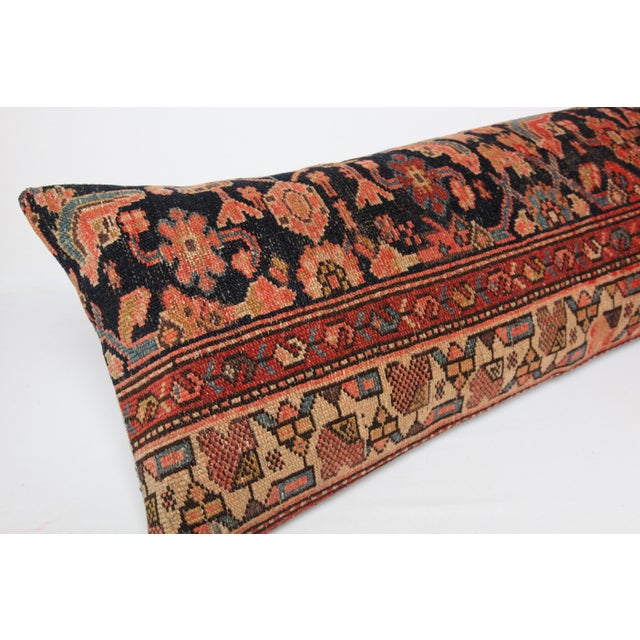 Navy Blue Antique Persian Navy Blue Lumbar Pillow Cushion Cover -16'' X 41'' For Sale - Image 8 of 10
