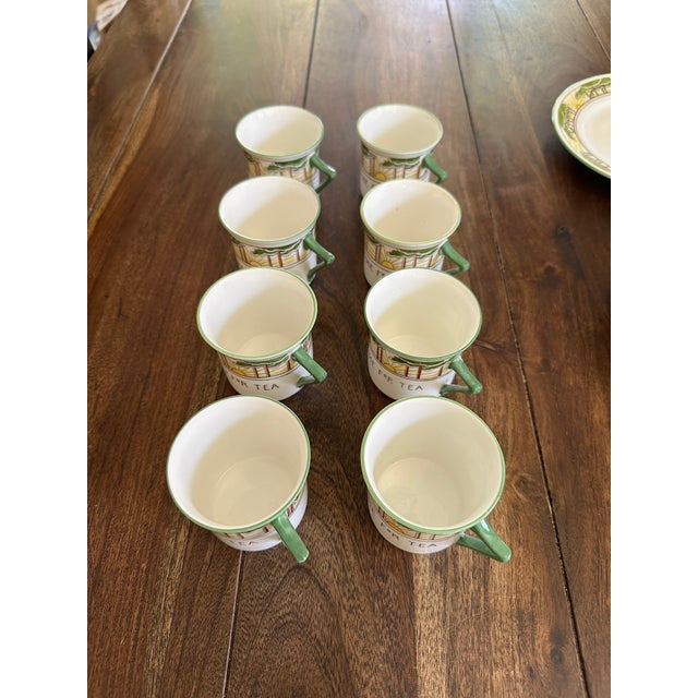 Early 20th Century Foley Art China "Tis Time for Tea" Art Deco Cup & Saucer Peacock Pottery Set- 23 Pieces For Sale - Image 9 of 12