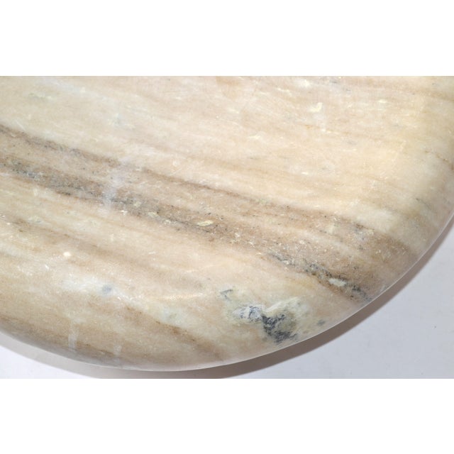 Stone Mid-Century Modern Round Tan Beige Carrara Marble Bowl Centerpiece Italy For Sale - Image 7 of 12