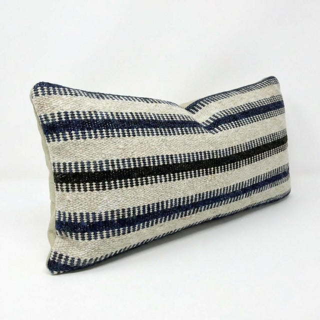 Mid-Century Modern Bohemian Kilim Lumbar Pillow Cover 10'' X 20'' For Sale - Image 3 of 4