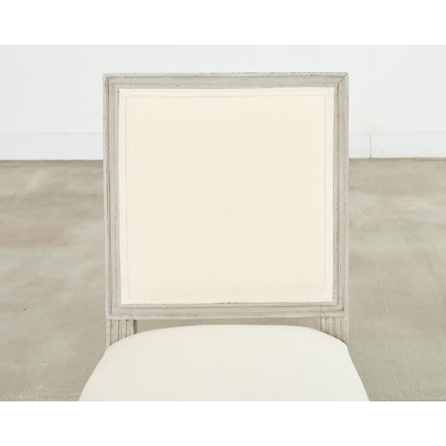 Set of Six Louis XVI Style Square Back Painted Dining Chairs For Sale - Image 13 of 18