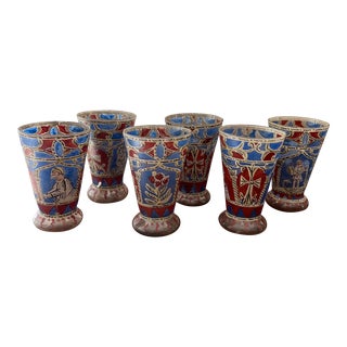 Antique Venetian Renaissance Style Hand Blown Wine Glasses - Set of 6 For Sale