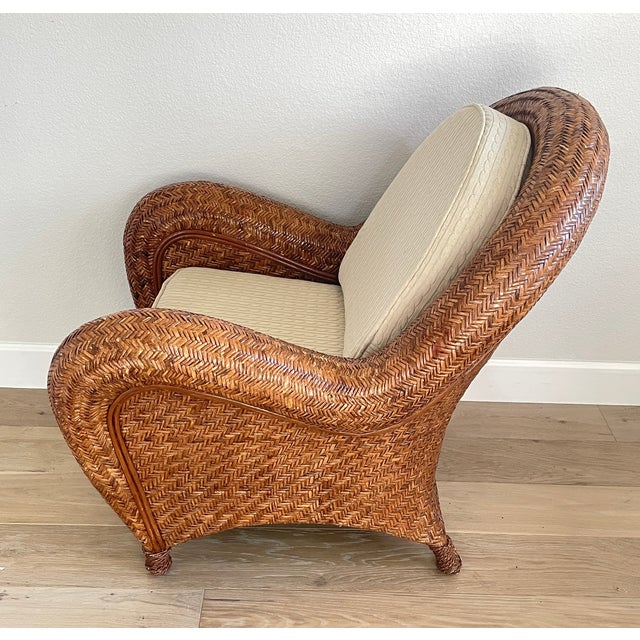 Rattan Wicker Oversized Pottery Barn Malabar Arm Chair Chairish