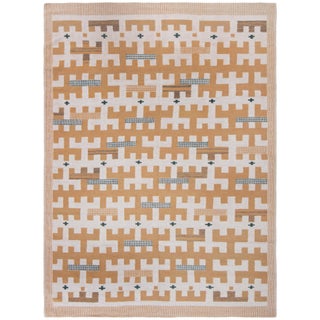 Contemporary Flatweave Tribal Tan With Beige Rug "Crux" by Doris Leslie Blau For Sale