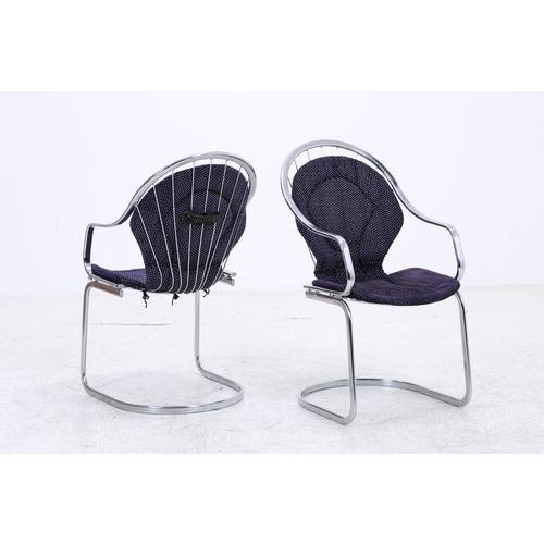 Cantilever Armchairs in Chrome by Gastone Rinaldi, Set of 2 For Sale - Image 3 of 16