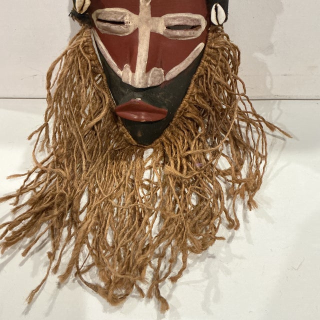 Beautiful Liberian Dan Mask With Cowries and Rope Beard For Sale In Houston - Image 6 of 7