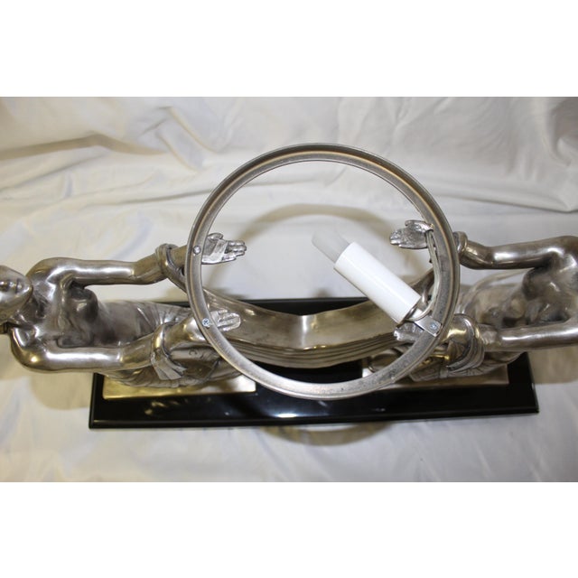 2000 - 2009 Art Deco Lady Lamp Silvered Bronze Alabaster Shade For Sale - Image 5 of 18