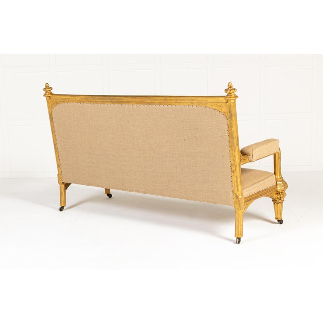 Large 19th Century English Giltwood Country House Sofa For Sale - Image 6 of 11
