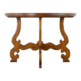 Italian Walnut Baroque Style Demilune Console Table For Sale