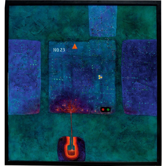 "Meltdown in No. 23" by Duane Armstrong Cool Toned Abstract 1999 For Sale