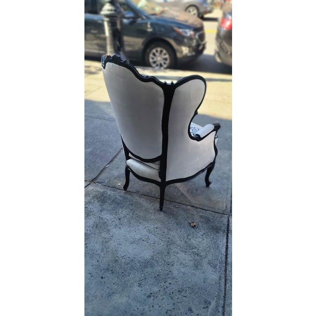 Raven Crow luxury upholstery with embroidery Black and white with bottons Armchair One of a kind - Eye Catching...