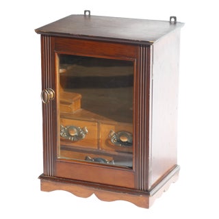Antique Edwardian Smokers Cabinet in Oak with Brass Fittings, 1890s For Sale