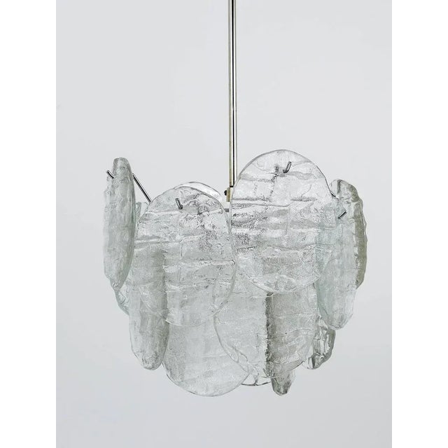 Mid-Century Blatt Ice Glass Disc Chandelier from Kalmar, Austria, 1960s For Sale - Image 9 of 11