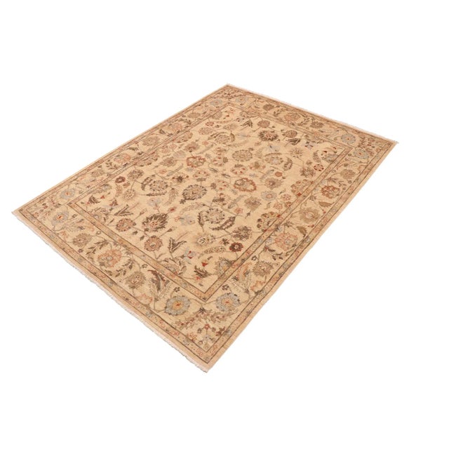 Transitional Oriental Ziegler Beige Tan Hand-Knotted Wool Rug - 8'11'' X 12'0'' For Sale - Image 3 of 8