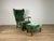 Set of Lounge Chair with Ottoman in Wood and Green Velvet by Paolo Buffa, 1950s For Sale - Image 9 of 9