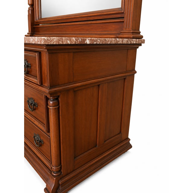 Antique Renaissance Dresser With Mirror and Marble Top For Sale In San Diego - Image 6 of 6