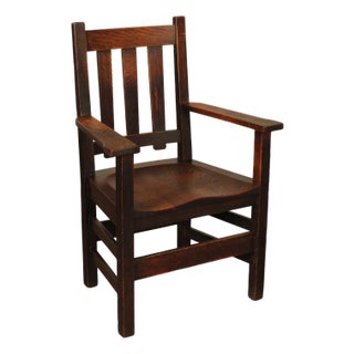 Antique Stickley Brothers Mission Oak Armchair For Sale