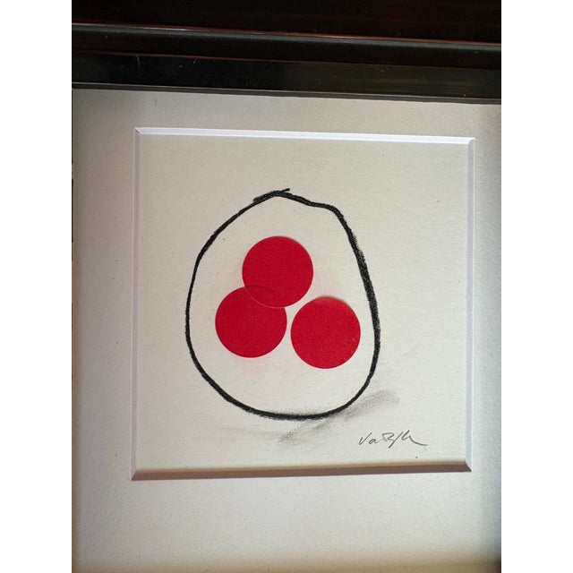 Rare Rachael Van Dyke mini mixed media painting still life of apples, signed on recto. In rare antique British handmade...