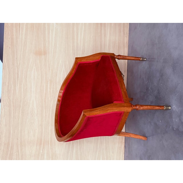 Mid 20th Century French Club Chairs in Red Velvet Upholstery For Sale - Image 11 of 18