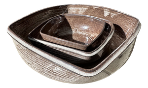 Square Handcrafted Ceramic Art Bowls from Serocka, Germany, 1970s, Set of 3