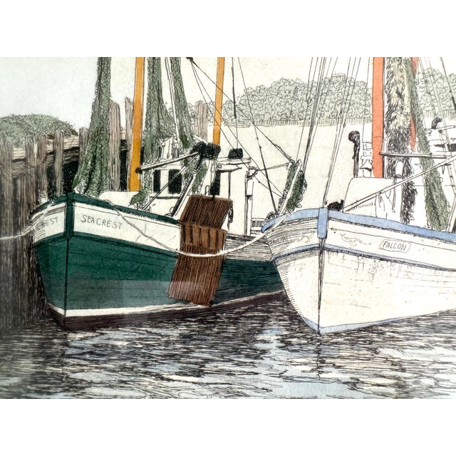 Illustration Vintage Puget Sound Etching “Snug Harbor” San Juan Seattle PNW Carol Collette For Sale - Image 3 of 11
