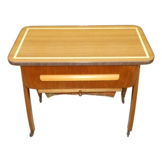 Small Furniture Sewing Box on Wheels with Storage, 1950s For Sale