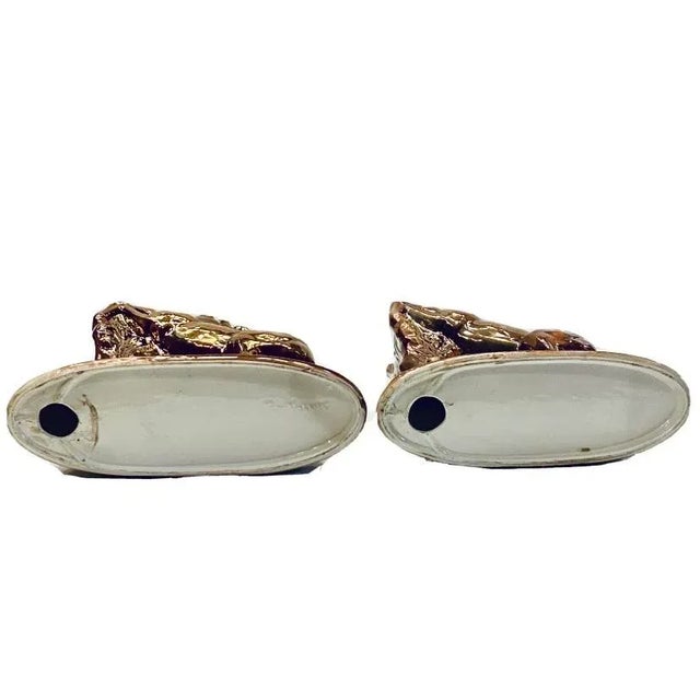 Antique Staffordshire Copper Luster Rearing Stallion Mantle Figurines, Circa 1910 For Sale - Image 10 of 11