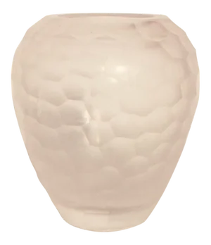 Vintage Hand-Carved & Faceted Pink Glass Vase