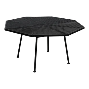 Mid-Century Outdoor Iron Woodard Sculptura Octagonal Low Profile Dining Table
