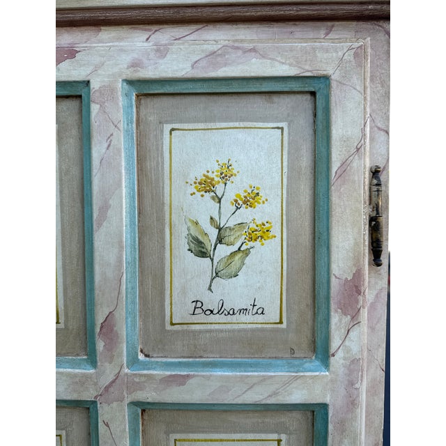 Late 20th-Century Hand-Painted Botanical Cabinet For Sale - Image 10 of 17