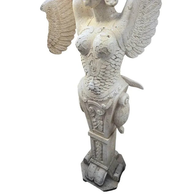 Italian Hand-Carved Marble Allegorical Winged Figure, 1980 For Sale - Image 4 of 7