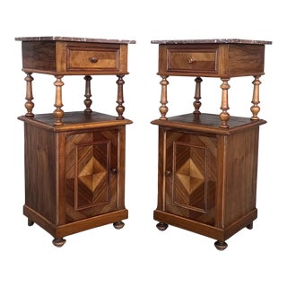 19th Century, French, Louis XVI Rosewood Marble Top Nightstand For Sale