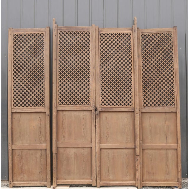 Early 19 Century Large Antique Chinese Lattice Screen Door- a Set of 4 Screen Panels For Sale In Greensboro - Image 6 of 7
