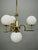 Vintage Art Deco Brass and Opaline Glass Globe Chandelier, Czechoslovakia, 1930s For Sale - Image 10 of 12