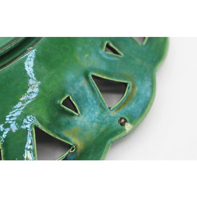 Late 19th Century Danish Pair of Green Majolica Cabinet Plates For Sale - Image 9 of 9