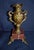 Antique French Rococo Metal Urn Vase Marble Base Mantle Garniture 19th C For Sale - Image 4 of 17