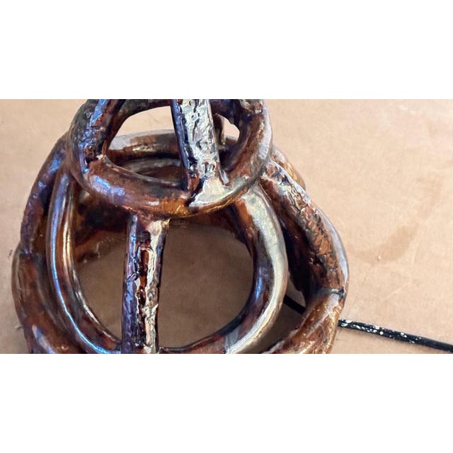 Ceramic French Sculptural Terracotta Earthenware Table Lamp, 1960s For Sale - Image 7 of 13