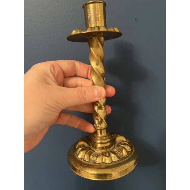Metal Set of 3 Antique Brass Candle Holder For Sale - Image 7 of 12