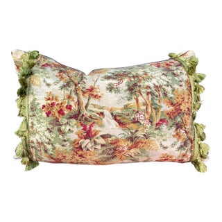Antique French Verdure Print Pillow For Sale