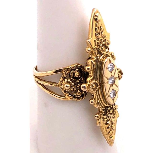 14 Karat Yellow Gold and Three Diamond Freeform Ring For Sale - Image 11 of 12