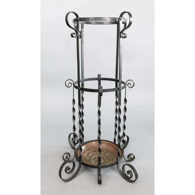 Metal Antique French Wrought Iron Umbrella Stand For Sale - Image 7 of 7